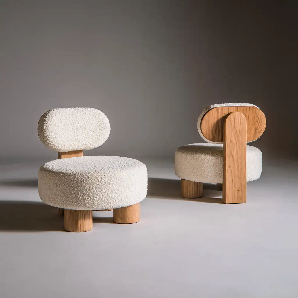 Sedia imbottita dalle linee moderne, beige, per la casa