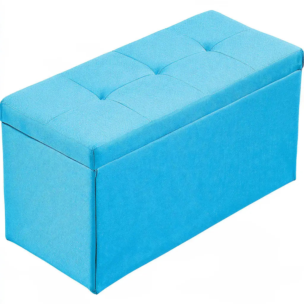 Panca contenitore dalla forma compatta, azzurro, per la casa