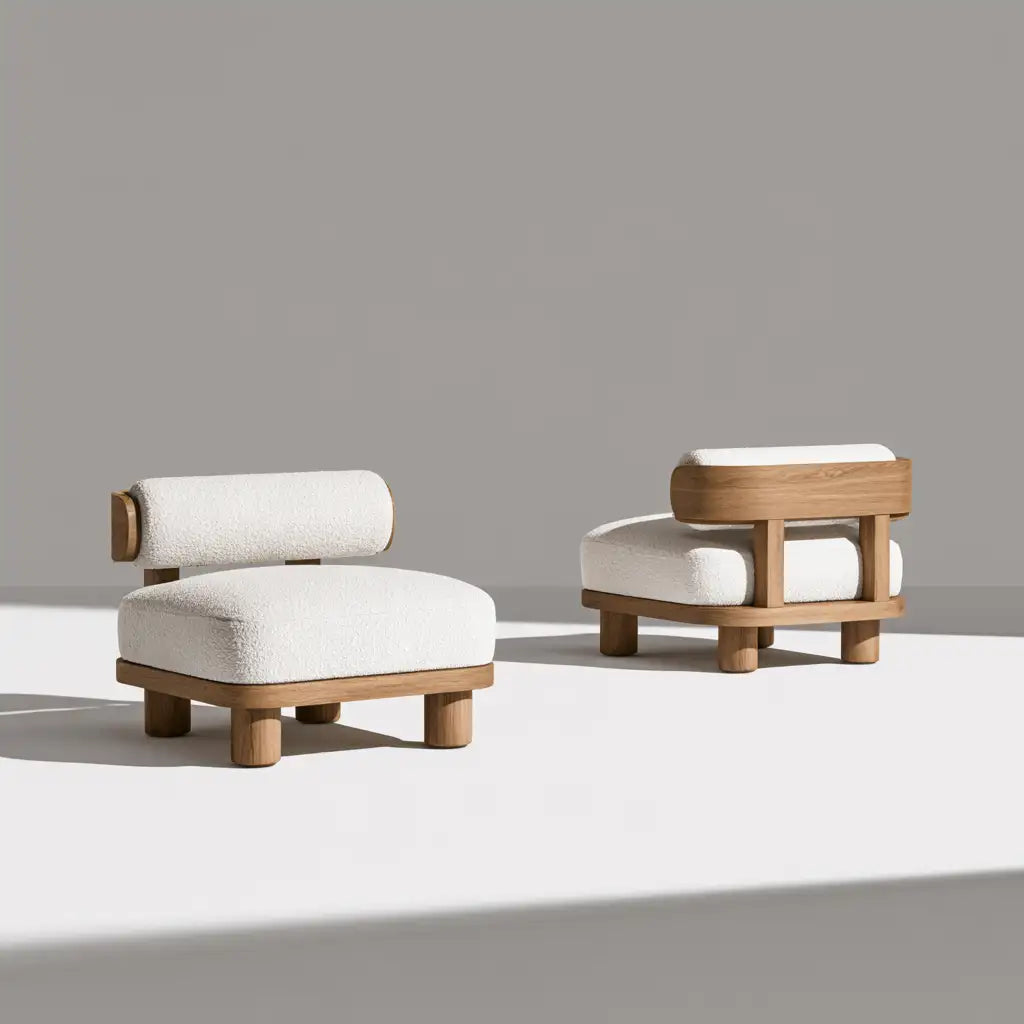 Sedia imbottita dalle linee moderne, beige, per la casa