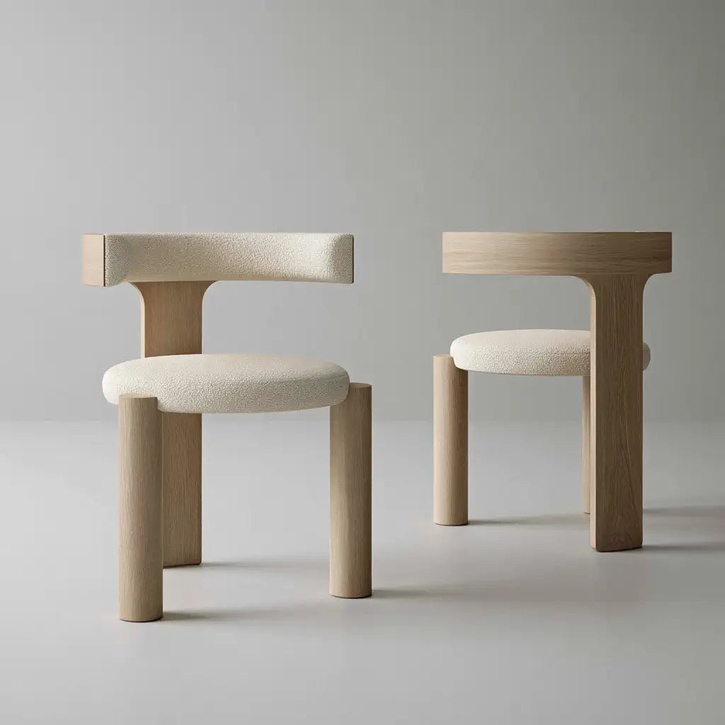 Sedia imbottita dal design essenziale, beige, per la casa