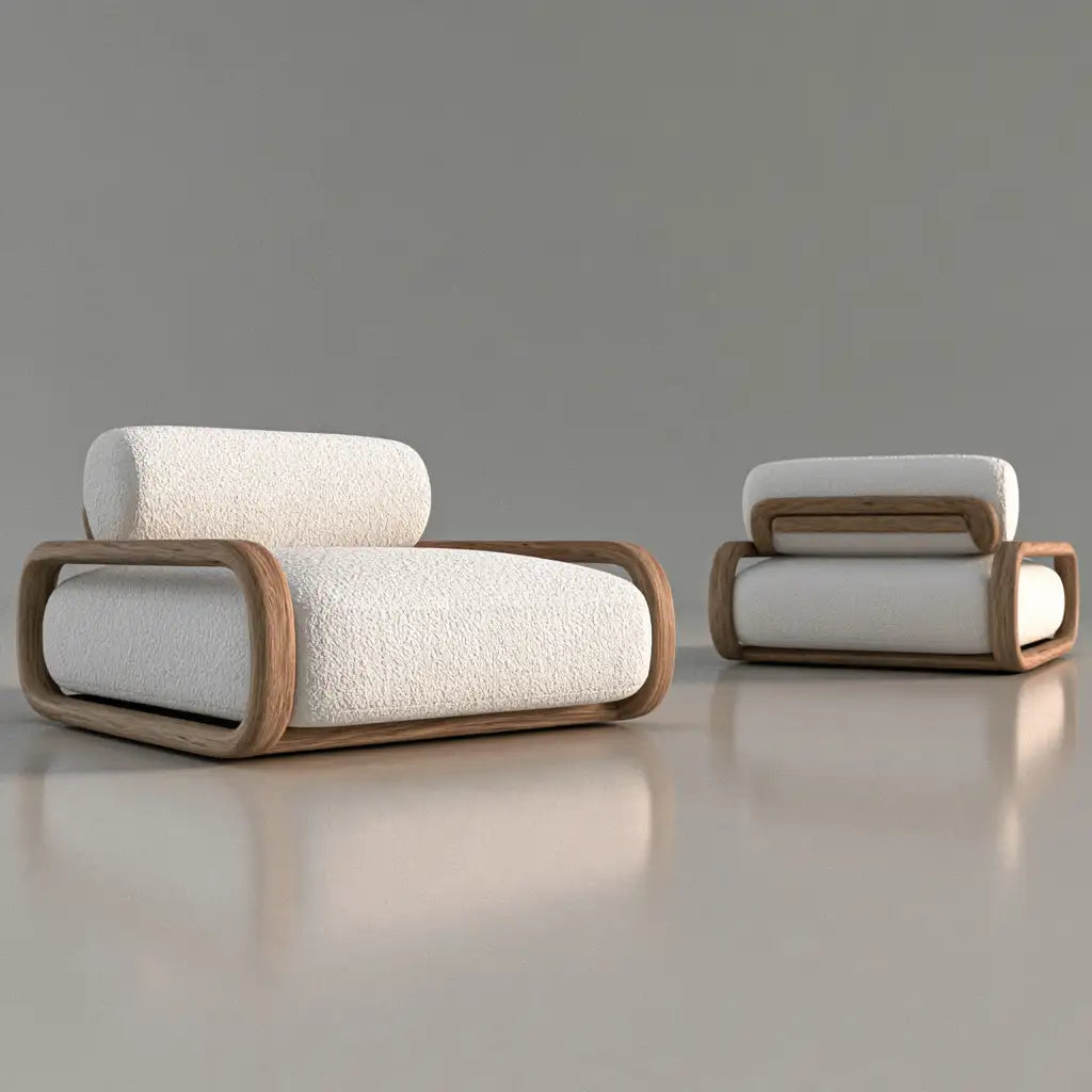 Sedia imbottita dal profilo contemporaneo, beige, per la casa