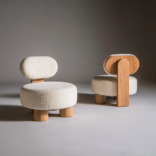 Sedia imbottita dalle linee moderne, beige, per la casa