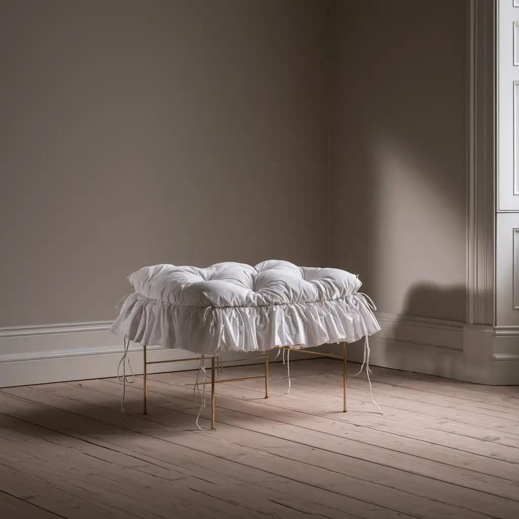 Panca imbottita dalle linee moderne, bianco, per la casa